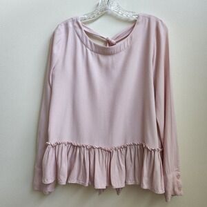 Cloth & Stone Anthropologie Pink Peplum Crop Long Sleeve Shirt Sz XSmall Womens